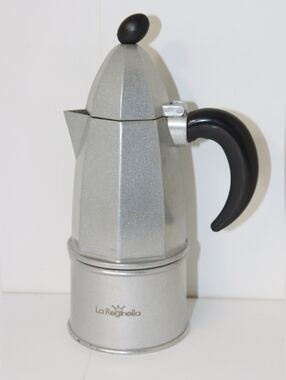 La Reginella Silver Stovetop Espresso Maker with Black Handle